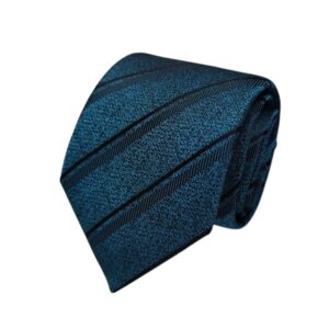 Cravate bleu rayé et sa pochette assortie