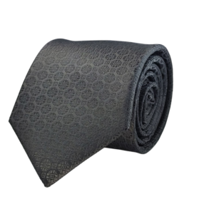 Cravate et sa pochette à motif noir